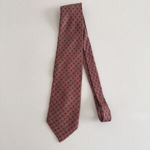 Stafford Italian Silk Tie Red Blue Geometric Pattern Classic 3.5" Wide